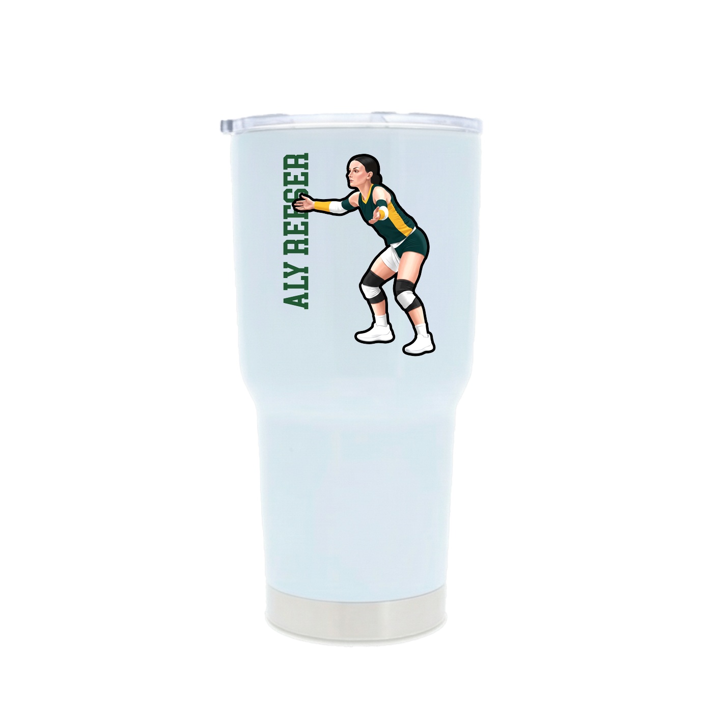 30oz Stainless Steel Tumbler — Name Vertical in White