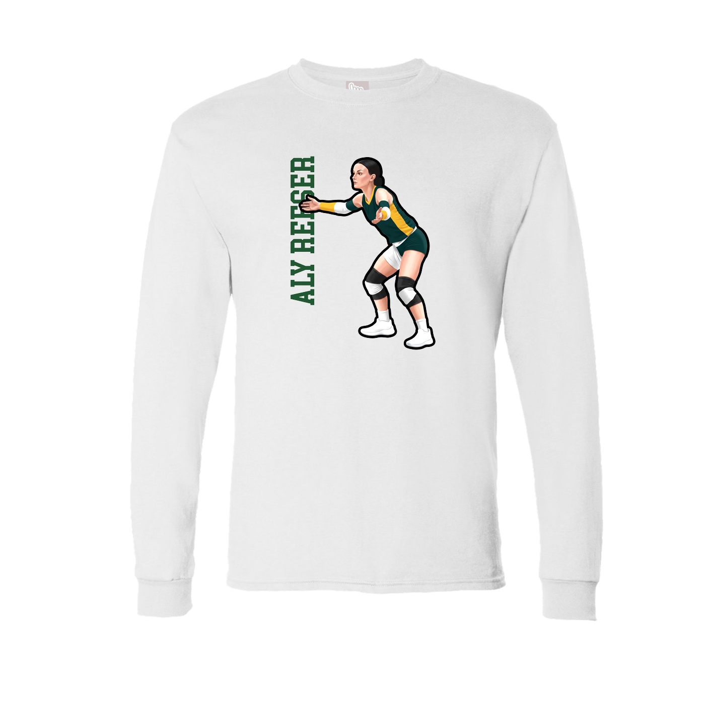 Long Sleeve Tee — Name Vertical in White