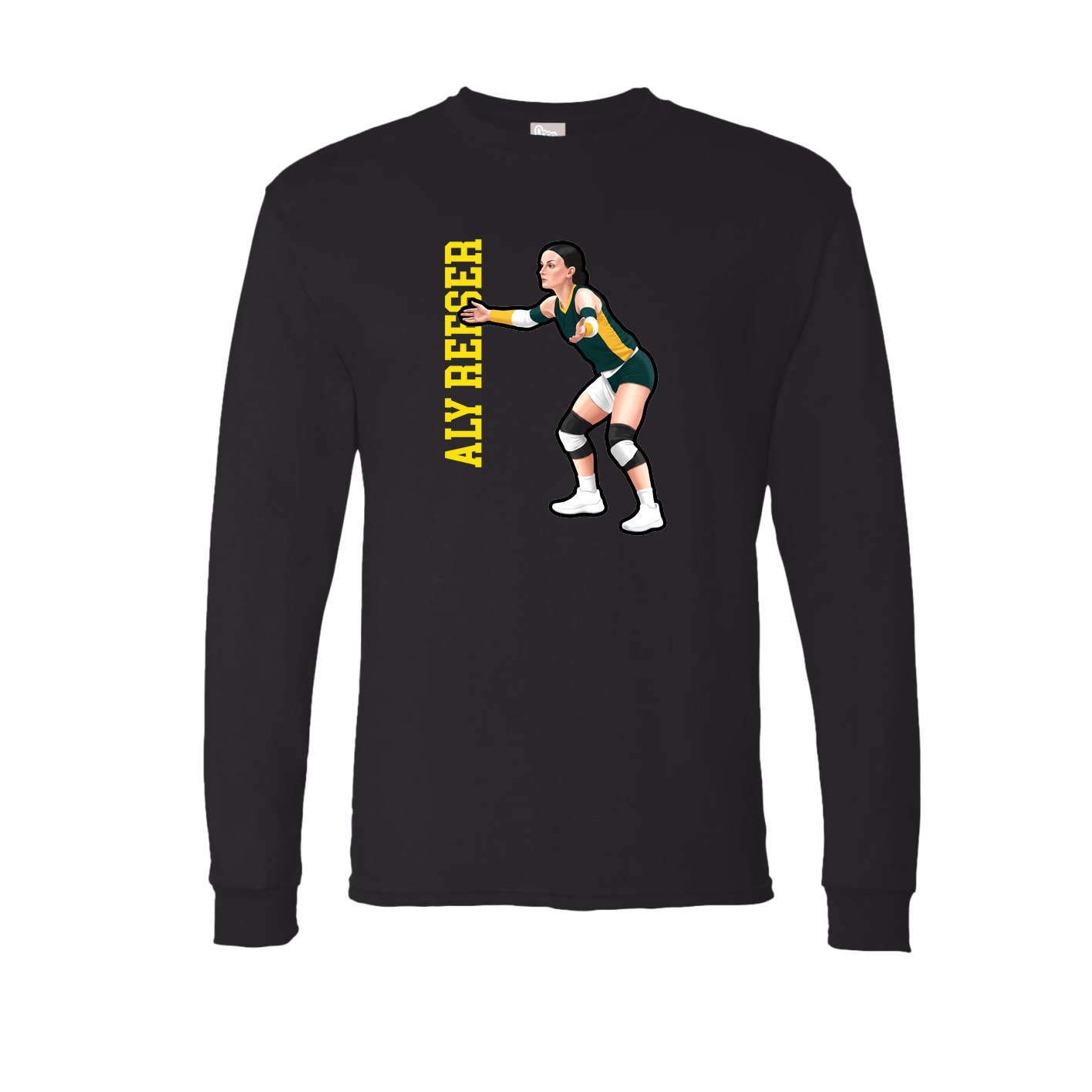 Long Sleeve Tee — Name Vertical in Black