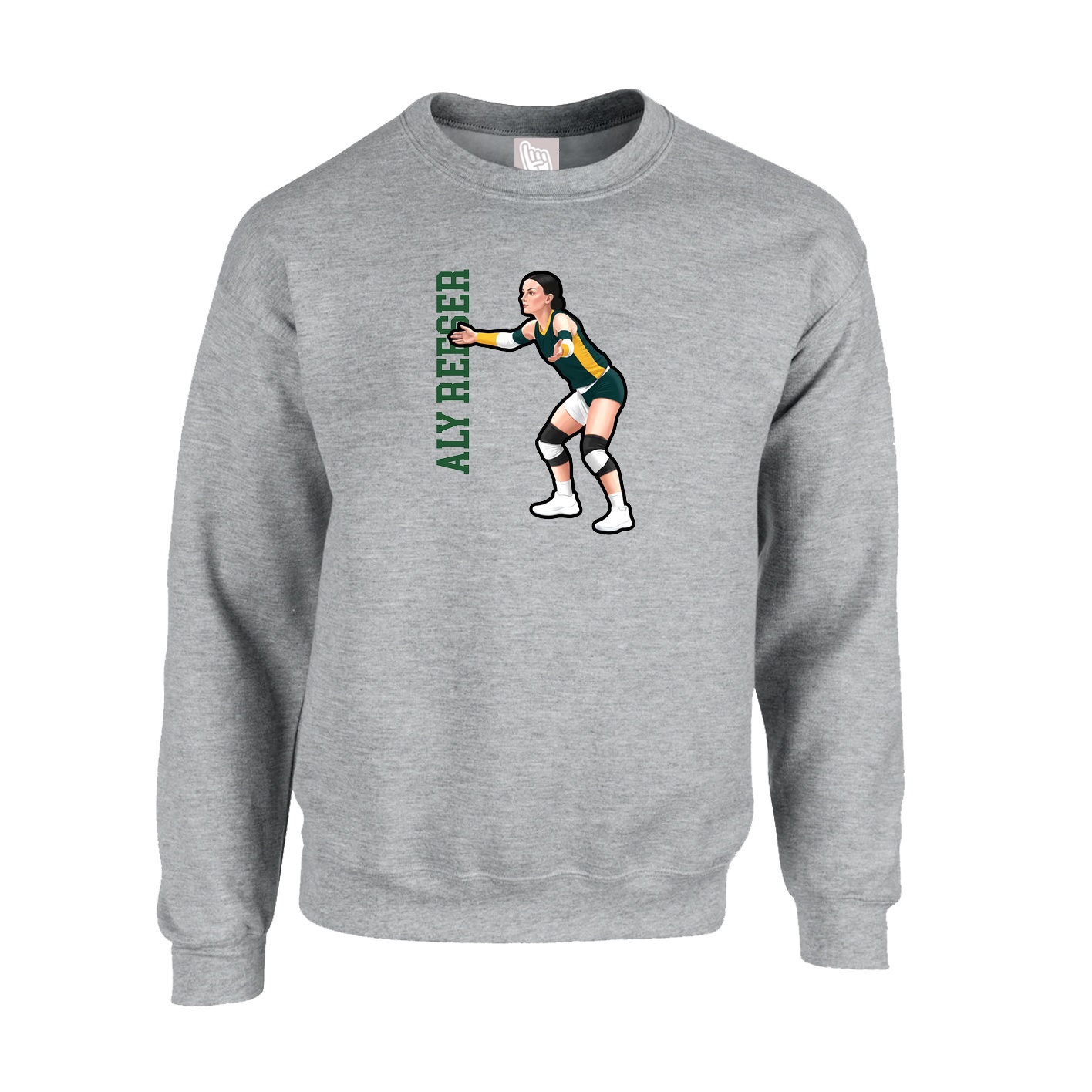 Fleece Crew — Name Vertical in Grey