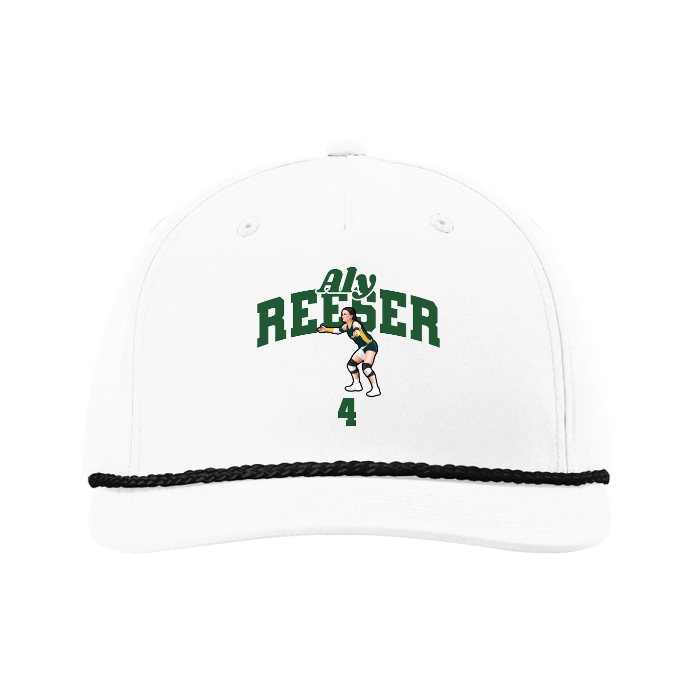Five-Panel Classic Rope Cap — Signature Arch in White