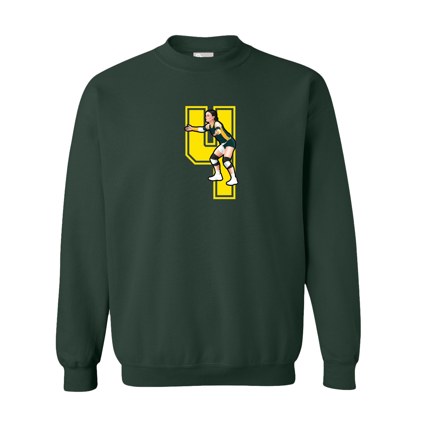 Fleece Crew — Number in Green