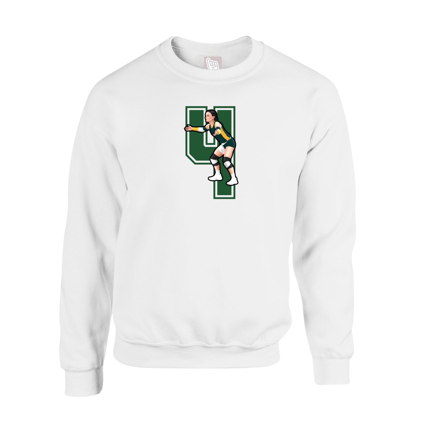 Fleece Crew — Number in White