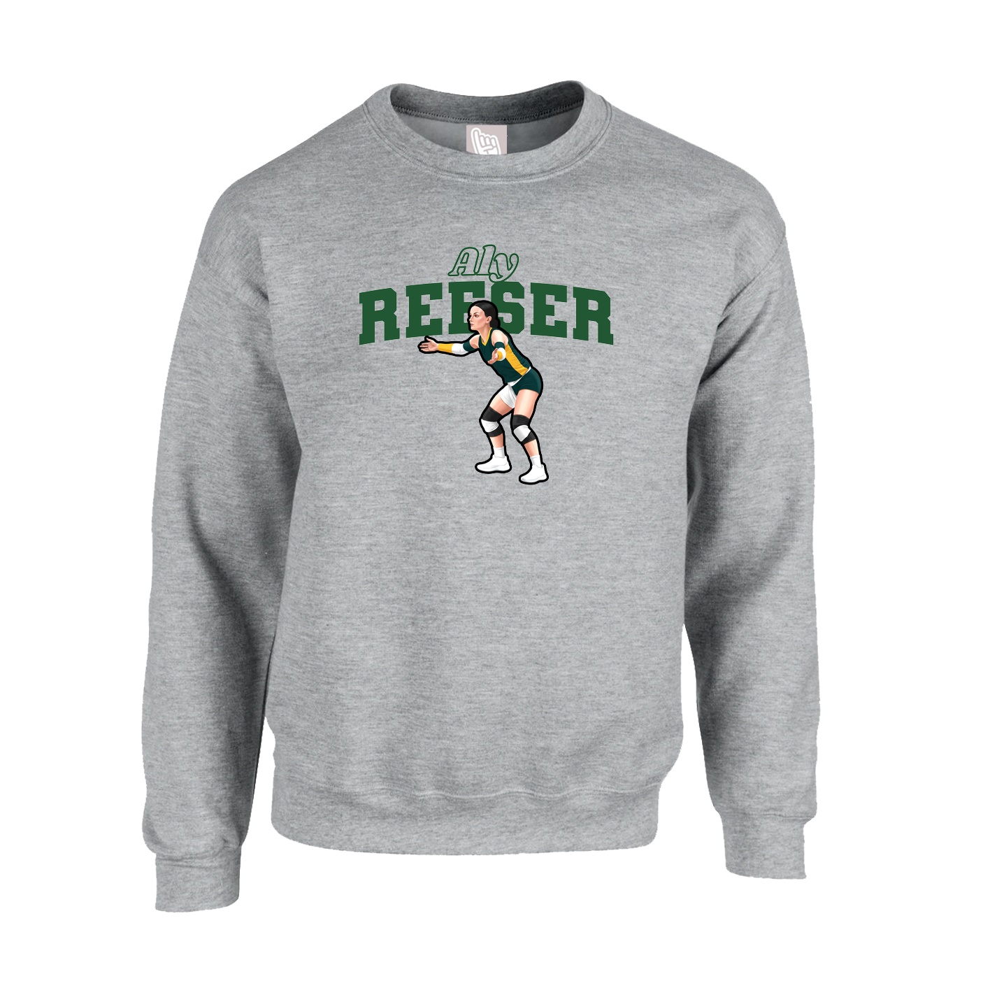 Fleece Crew — Name Arch in Grey