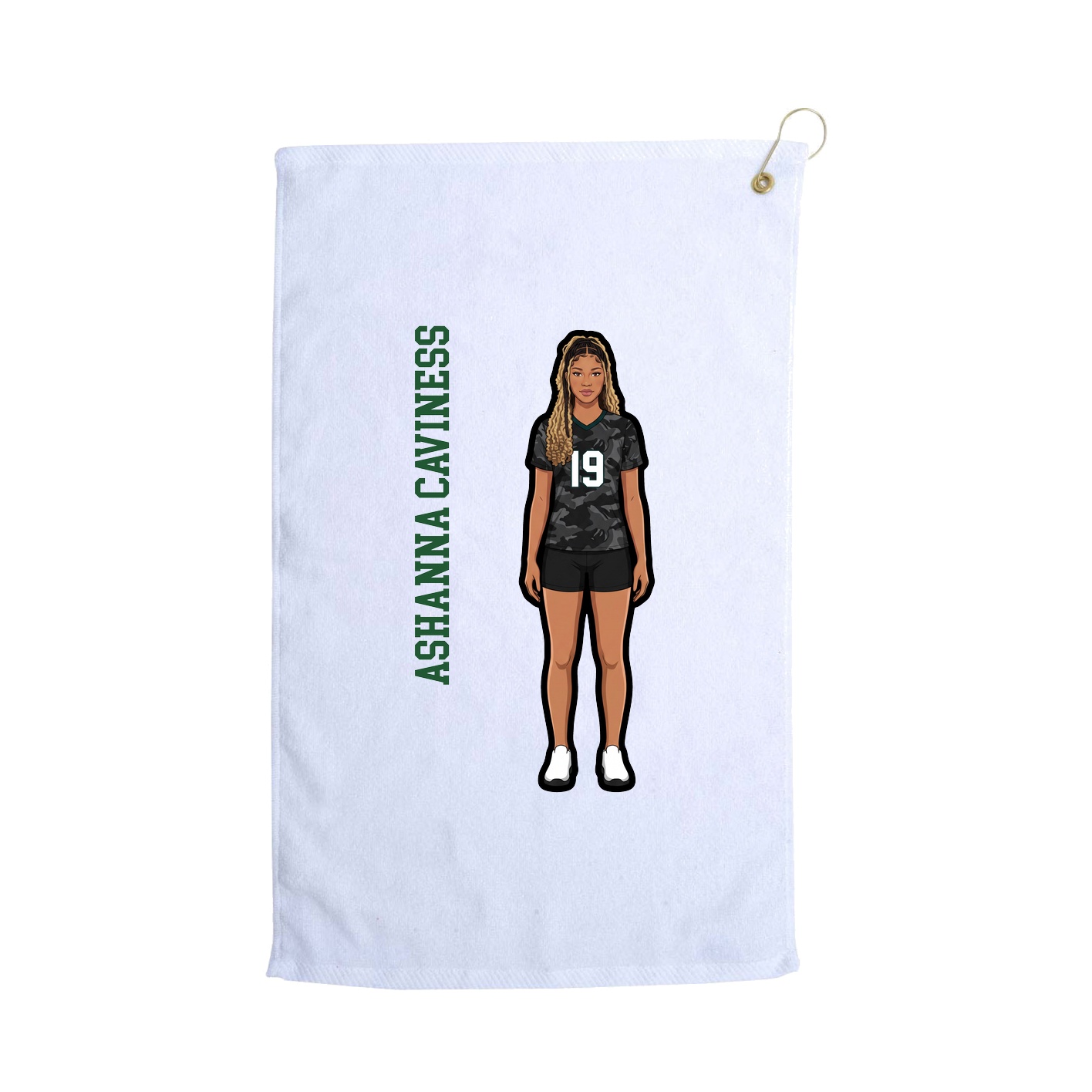 Golf Towel — Name Vertical in White