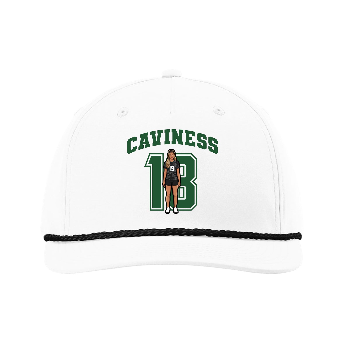 Five-Panel Classic Rope Cap — Number in White