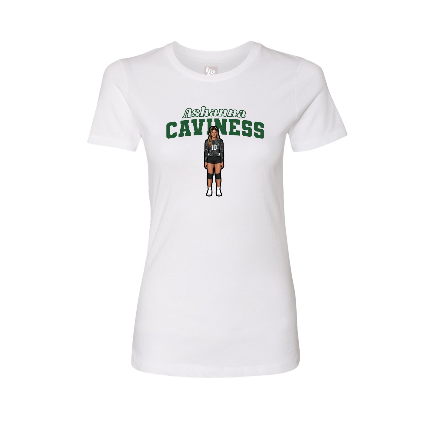 Fitted Women's Tee — Name Arch in White