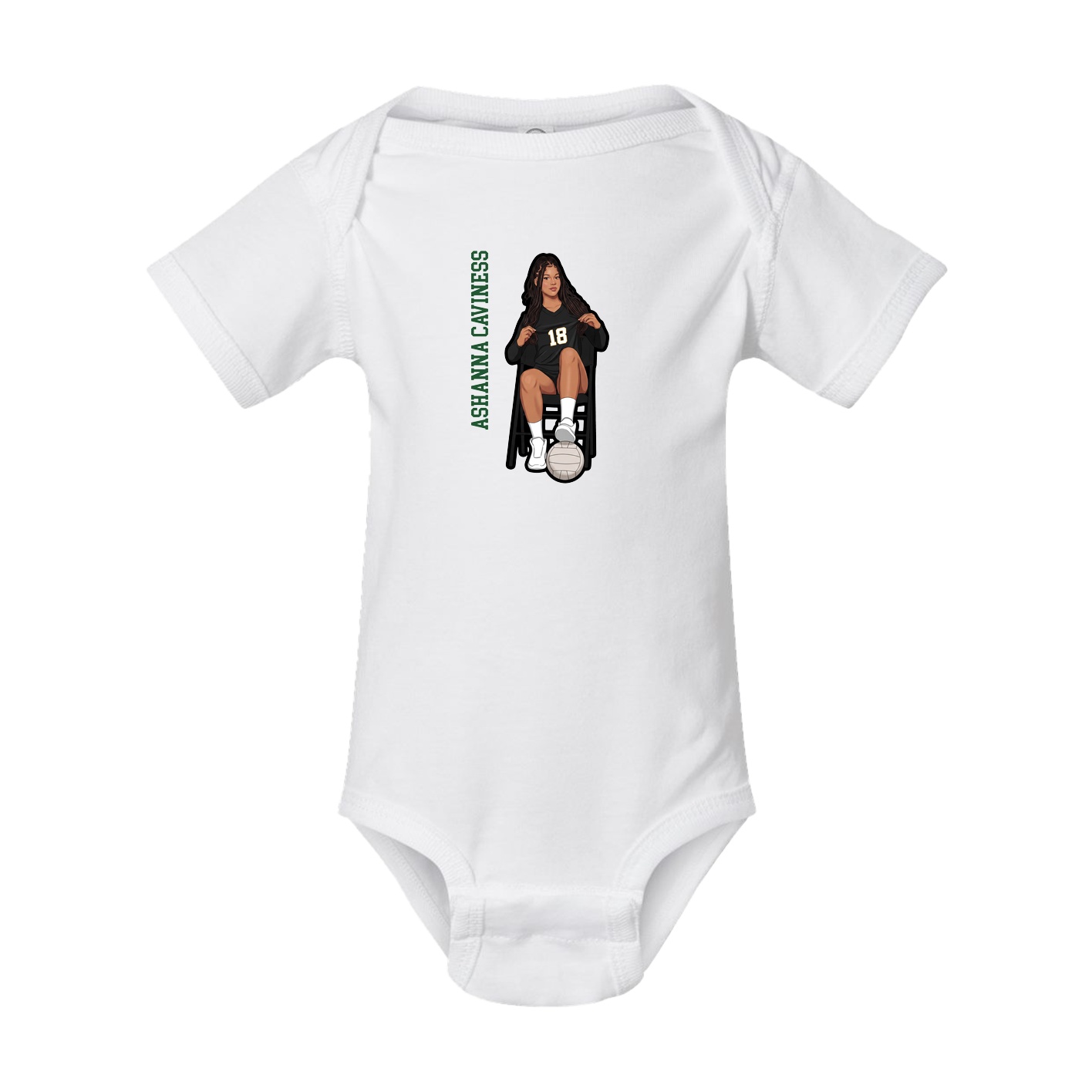 Baby Onesie — Name Vertical in White