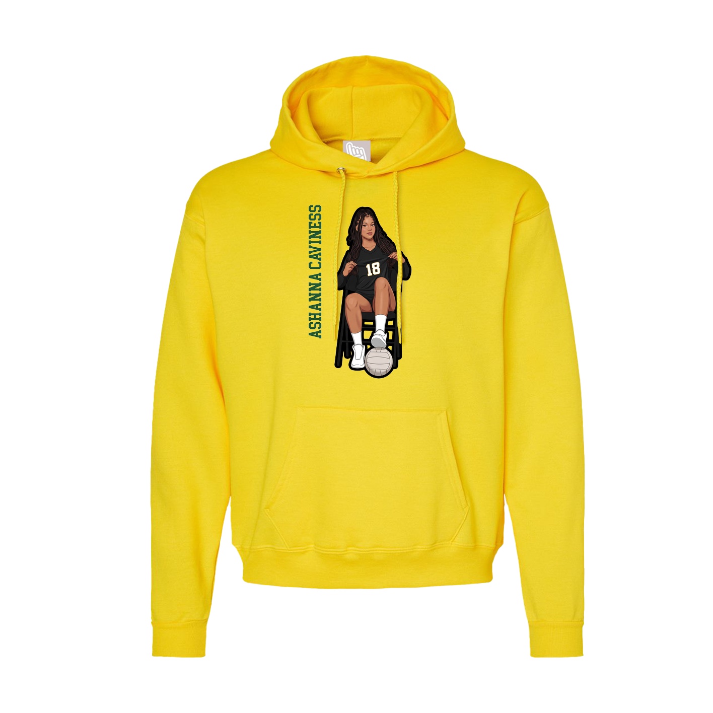 Hoodie — Name Vertical in Yellow