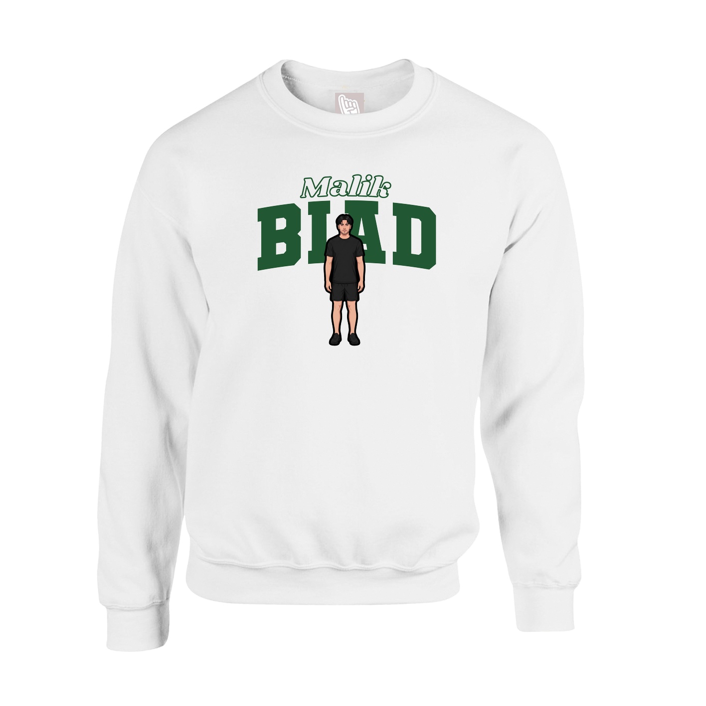 Fleece Crew — Name Arch in White