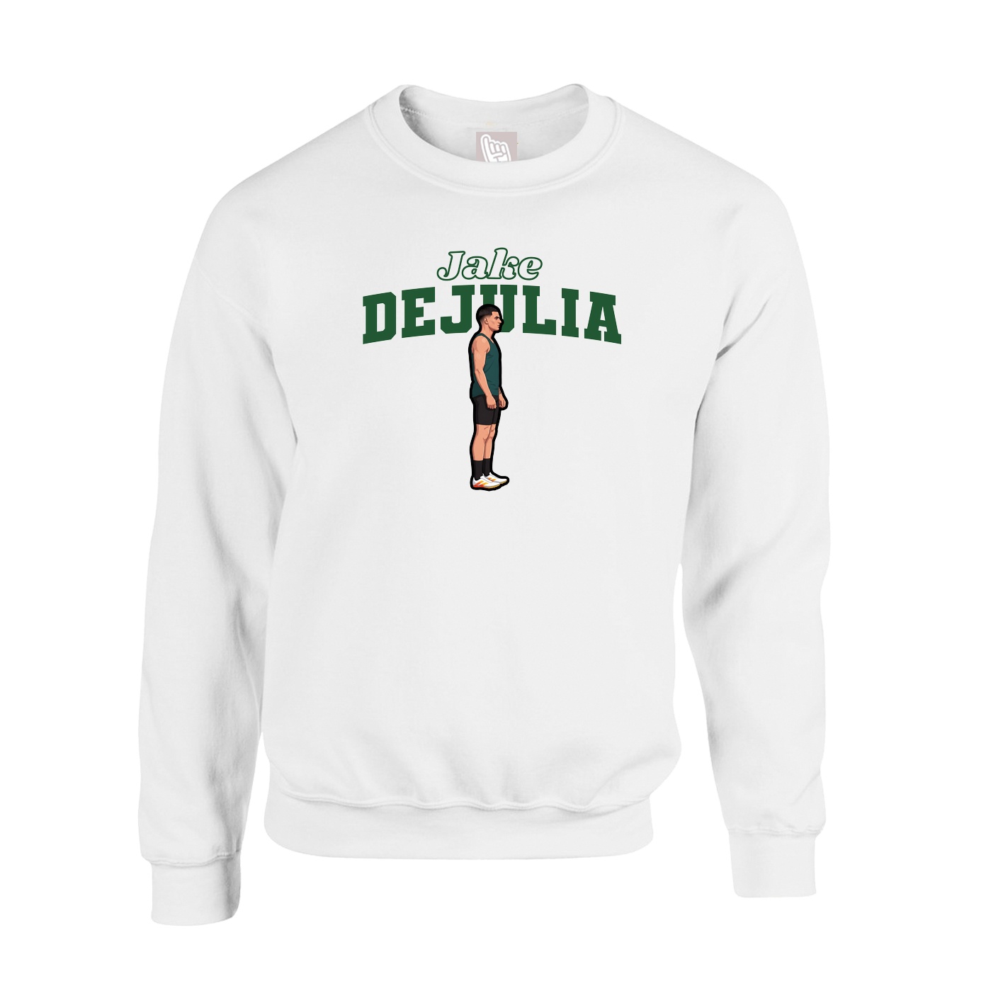 Fleece Crew — Name Arch in White