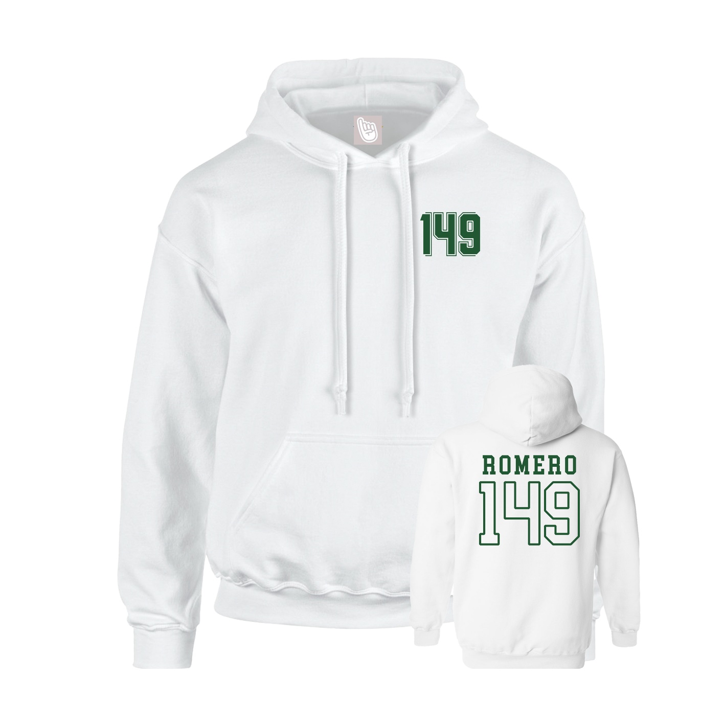 Youth Hoodie — Chest Back in White