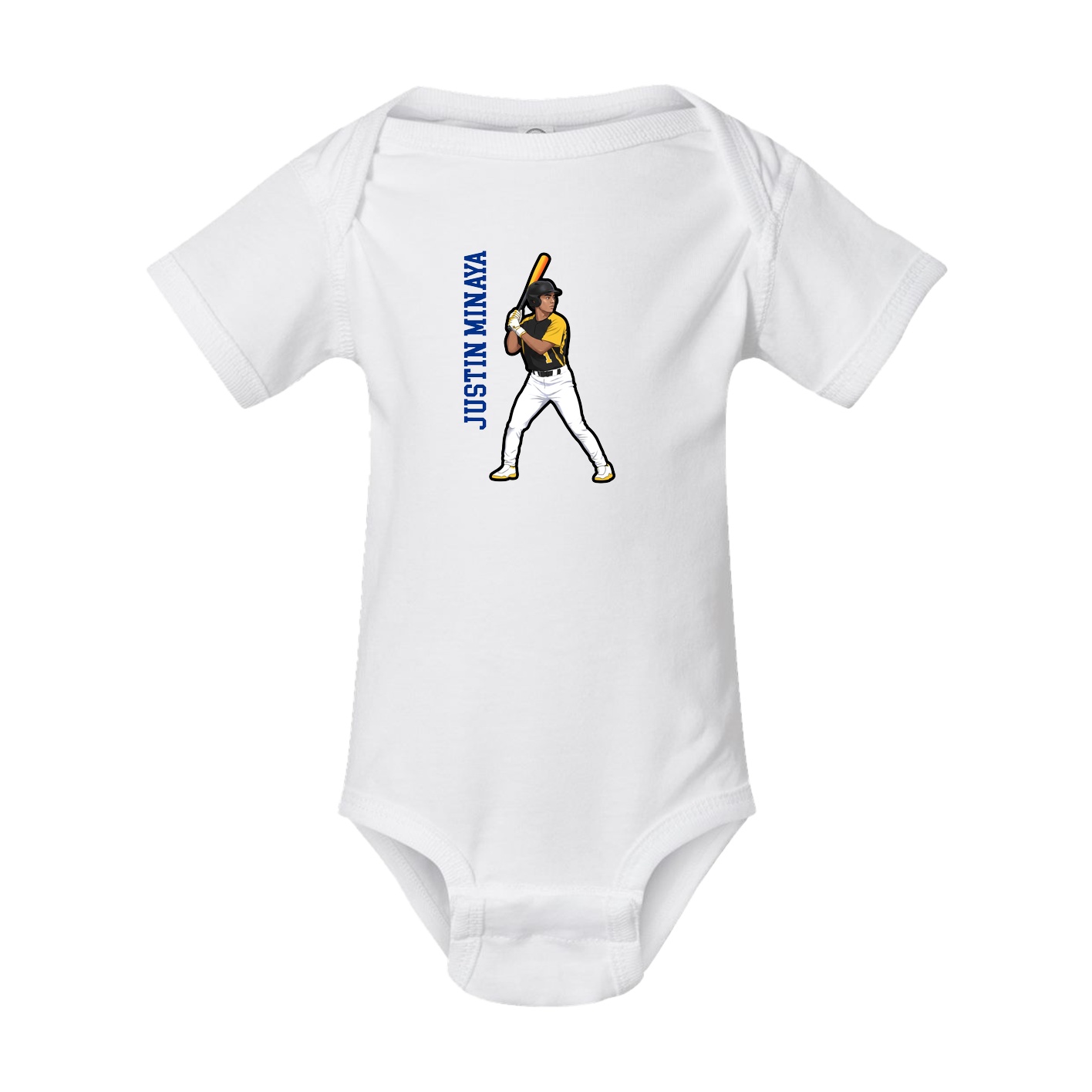Baby Onesie — Name Vertical in White