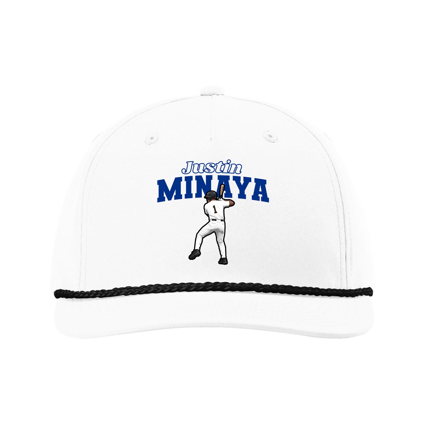Five-Panel Classic Rope Cap — Name Arch in White