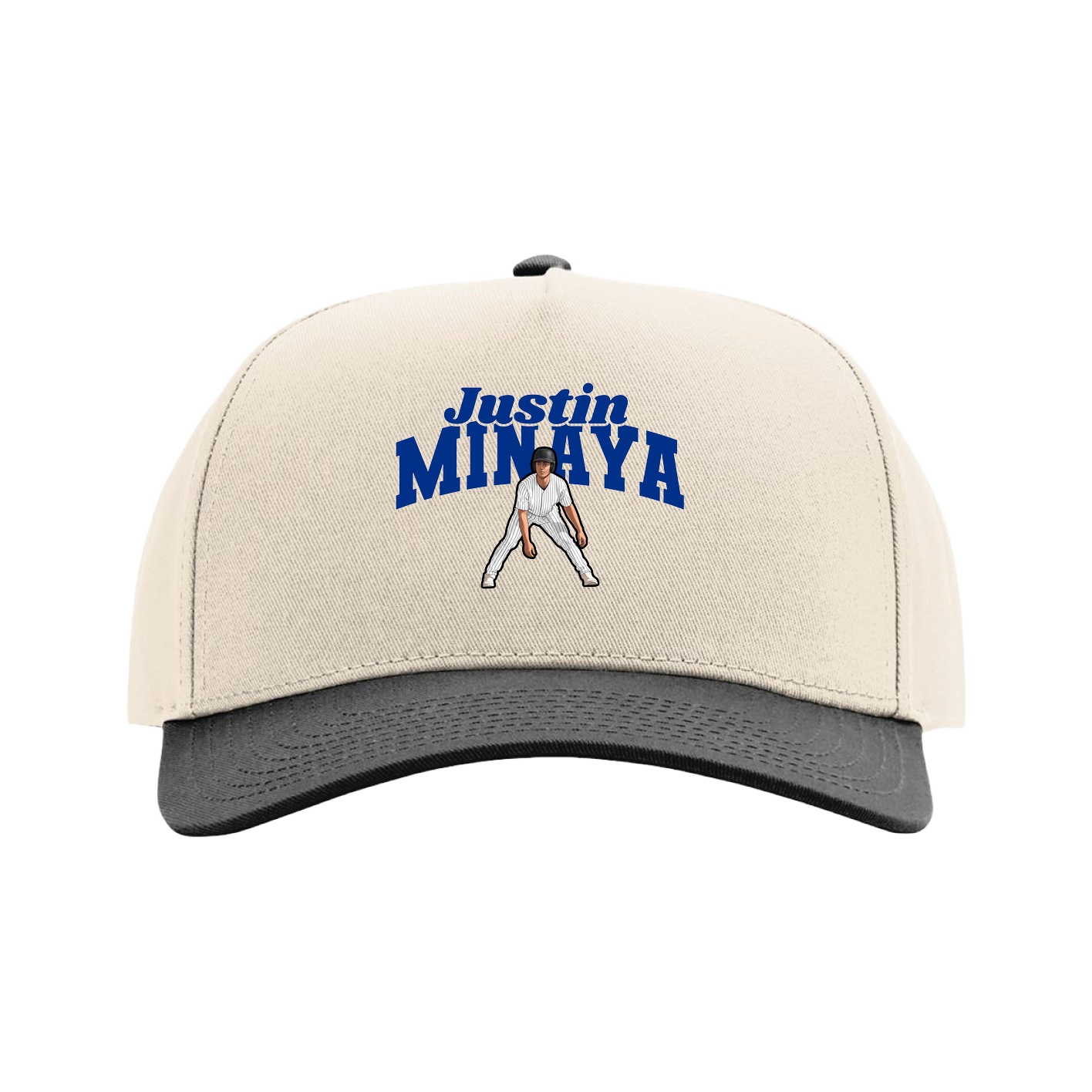Full Fabric Five-Panel Champ Cap — Signature Arch in Cream/Black