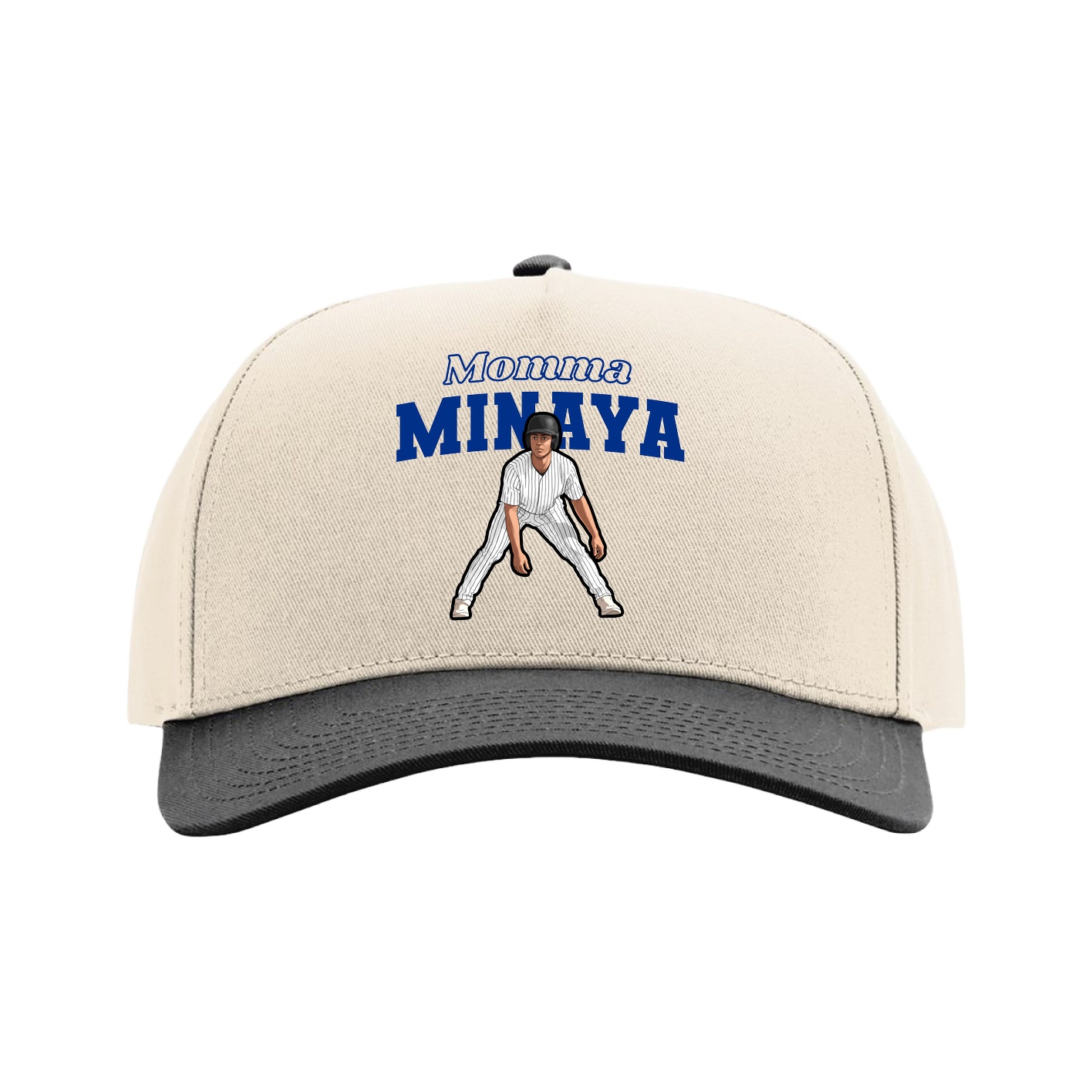 Full Fabric Five-Panel Champ Cap — Mothers Day Block in Cream/Black