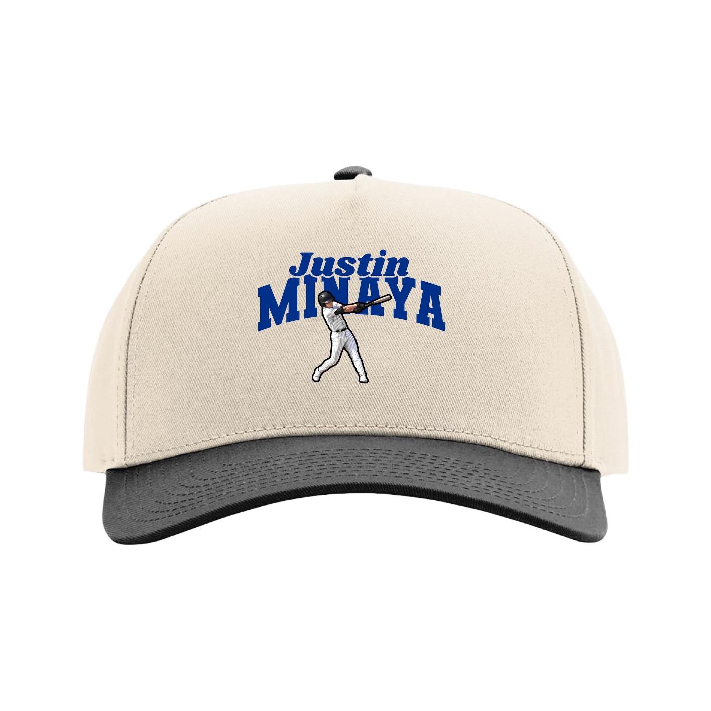 Full Fabric Five-Panel Champ Cap — Signature Arch in Cream/Black
