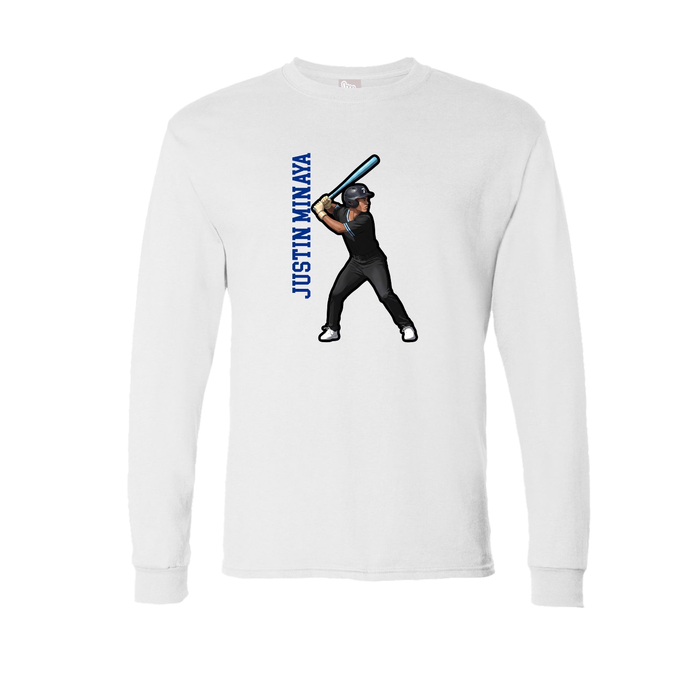 Long Sleeve Tee — Name Vertical in White