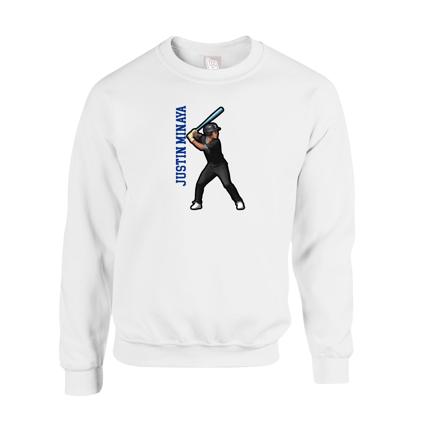 Fleece Crew — Name Vertical in White