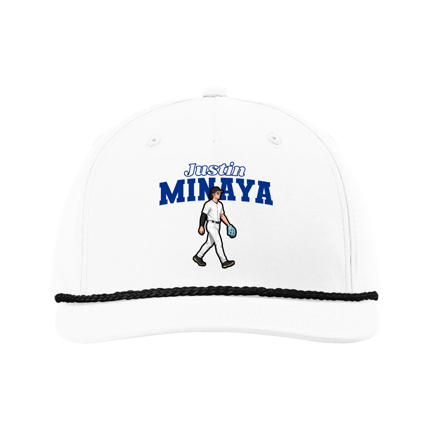 Five-Panel Classic Rope Cap — Name Arch in White