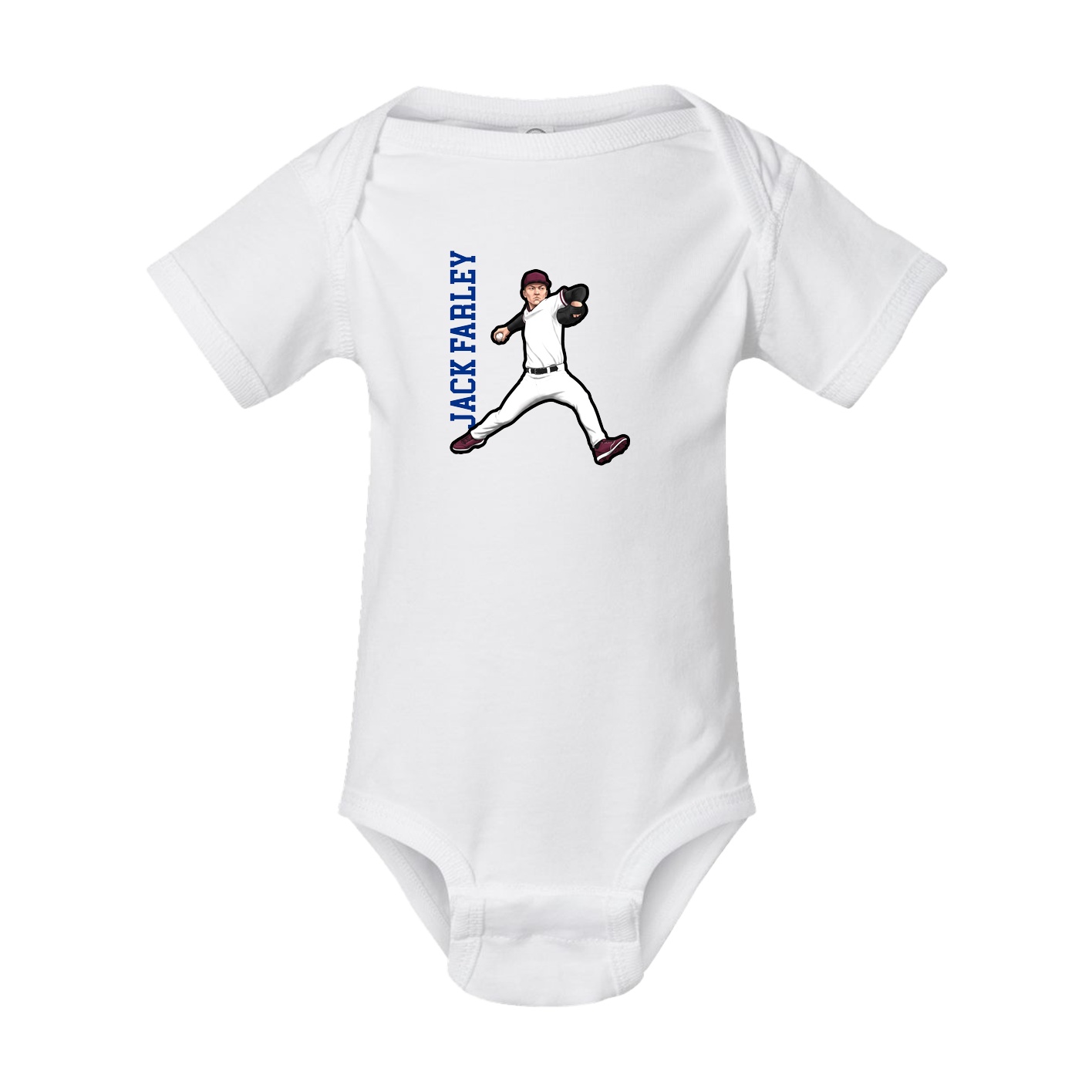 Baby Onesie — Name Vertical in White