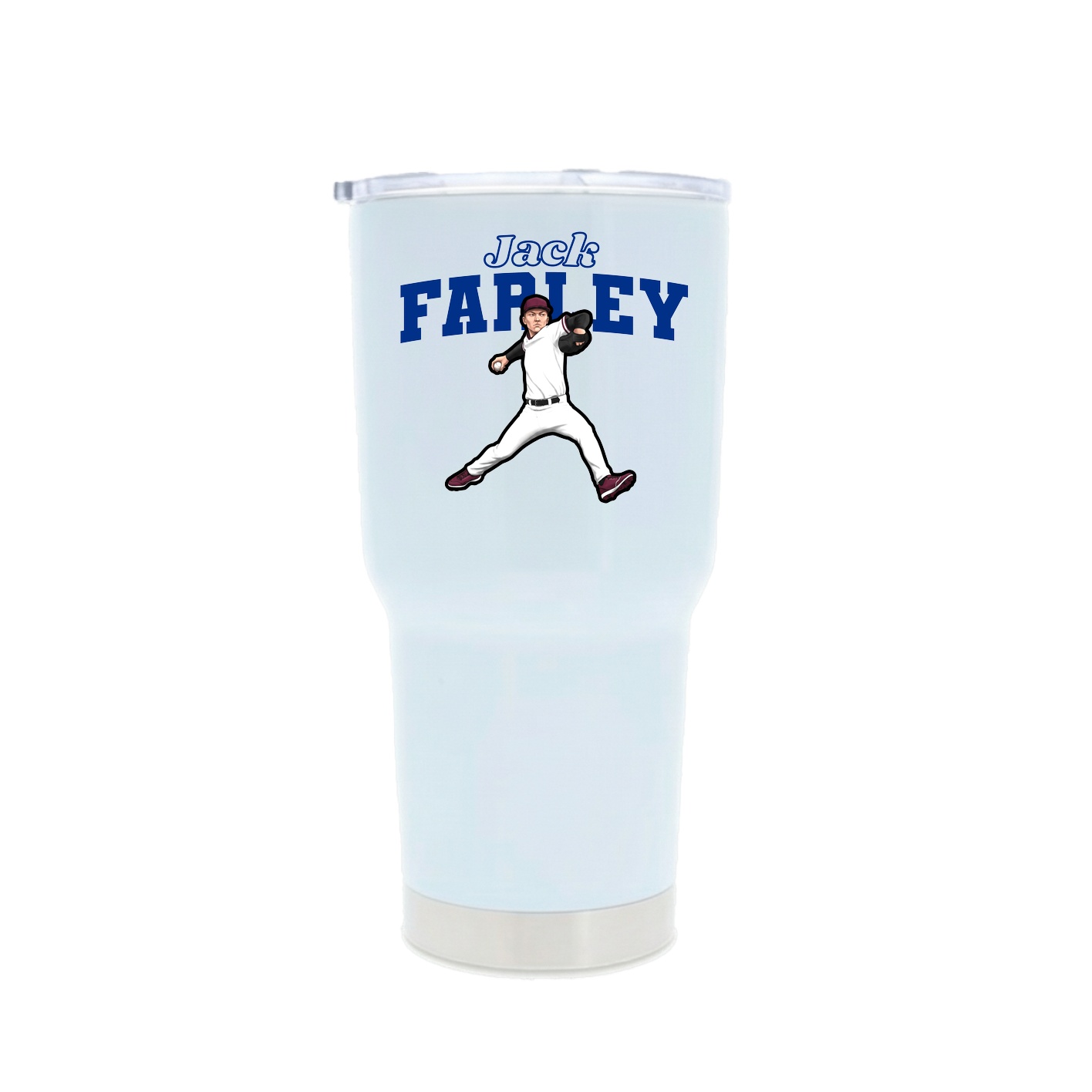 30oz Stainless Steel Tumbler — Name Arch in White