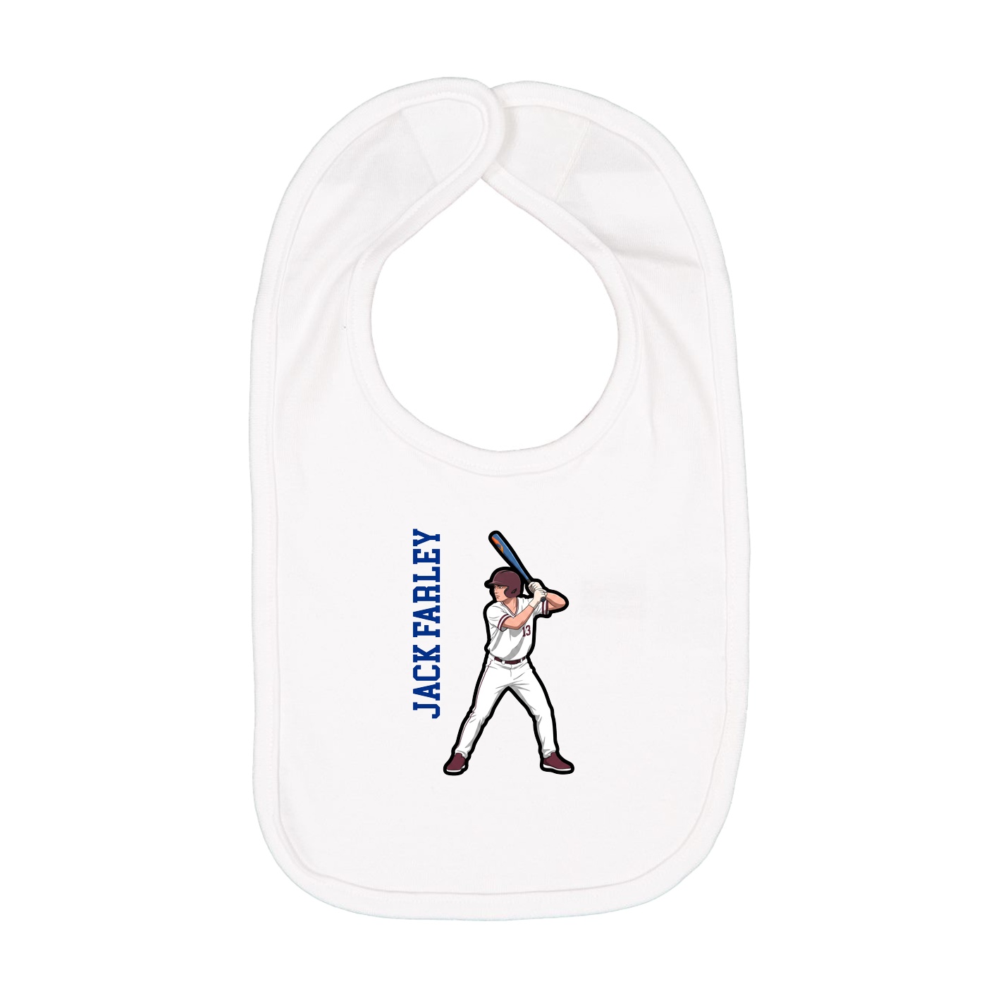 Infant Bib — Name Vertical in White