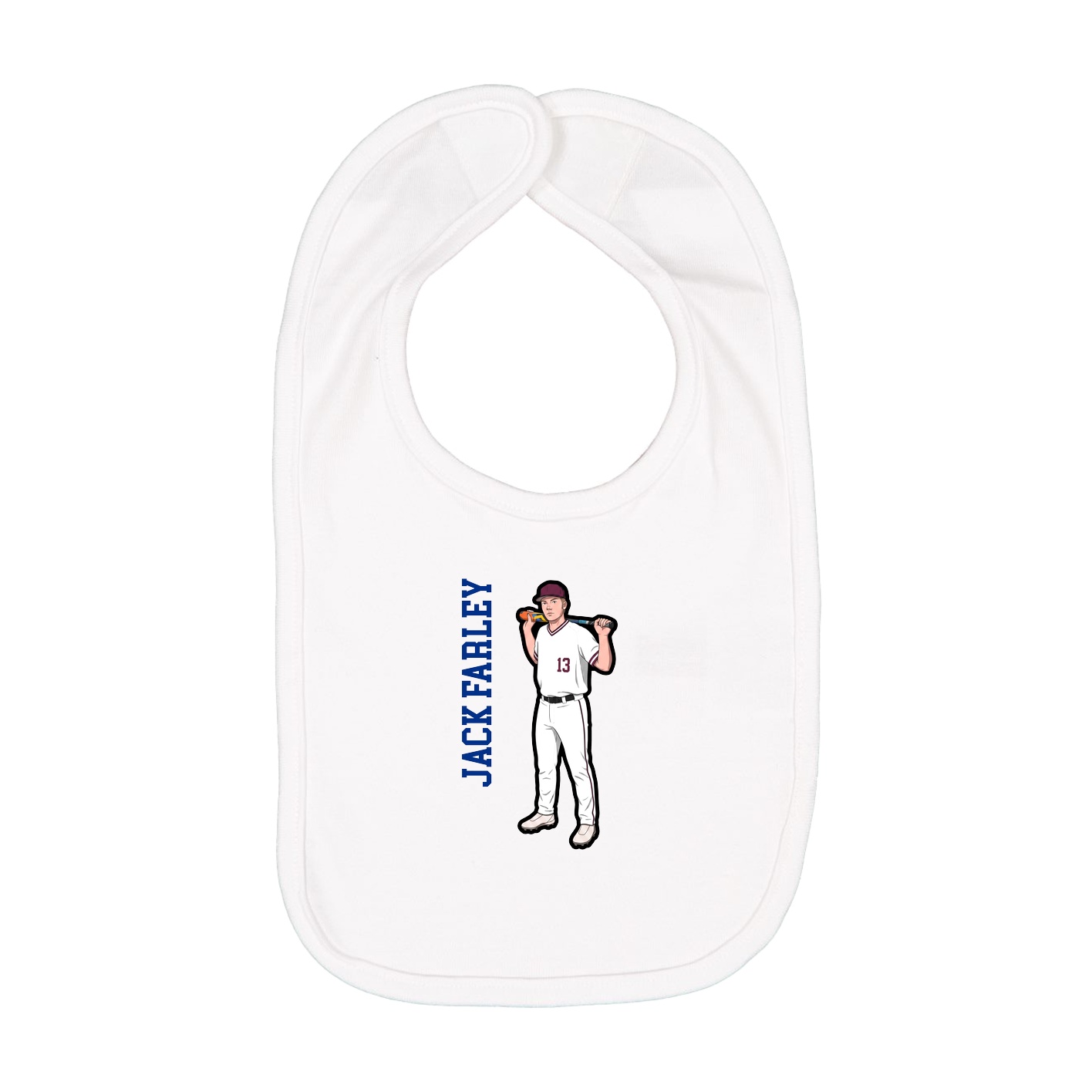 Infant Bib — Name Vertical in White