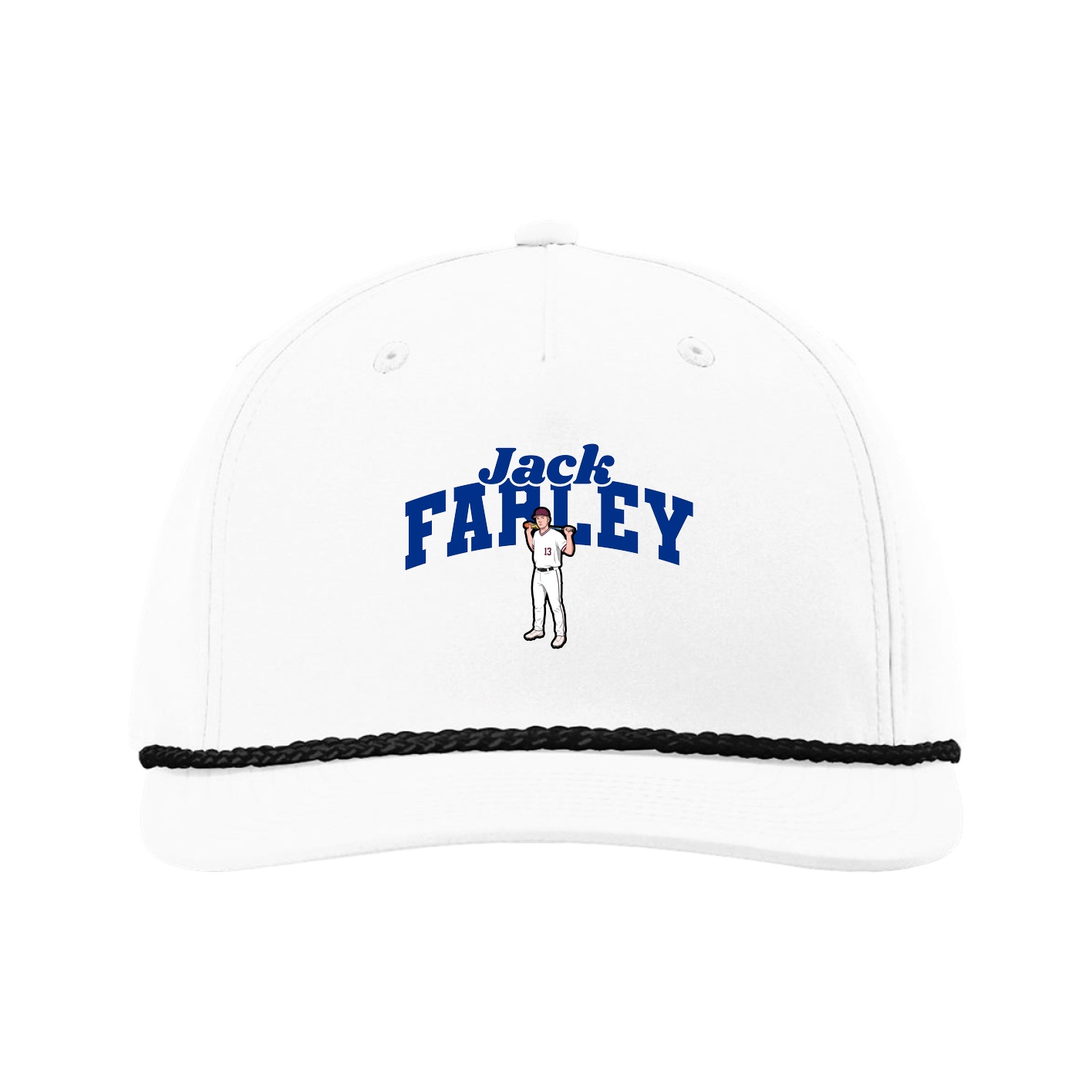 Five-Panel Classic Rope Cap — Signature Arch in White