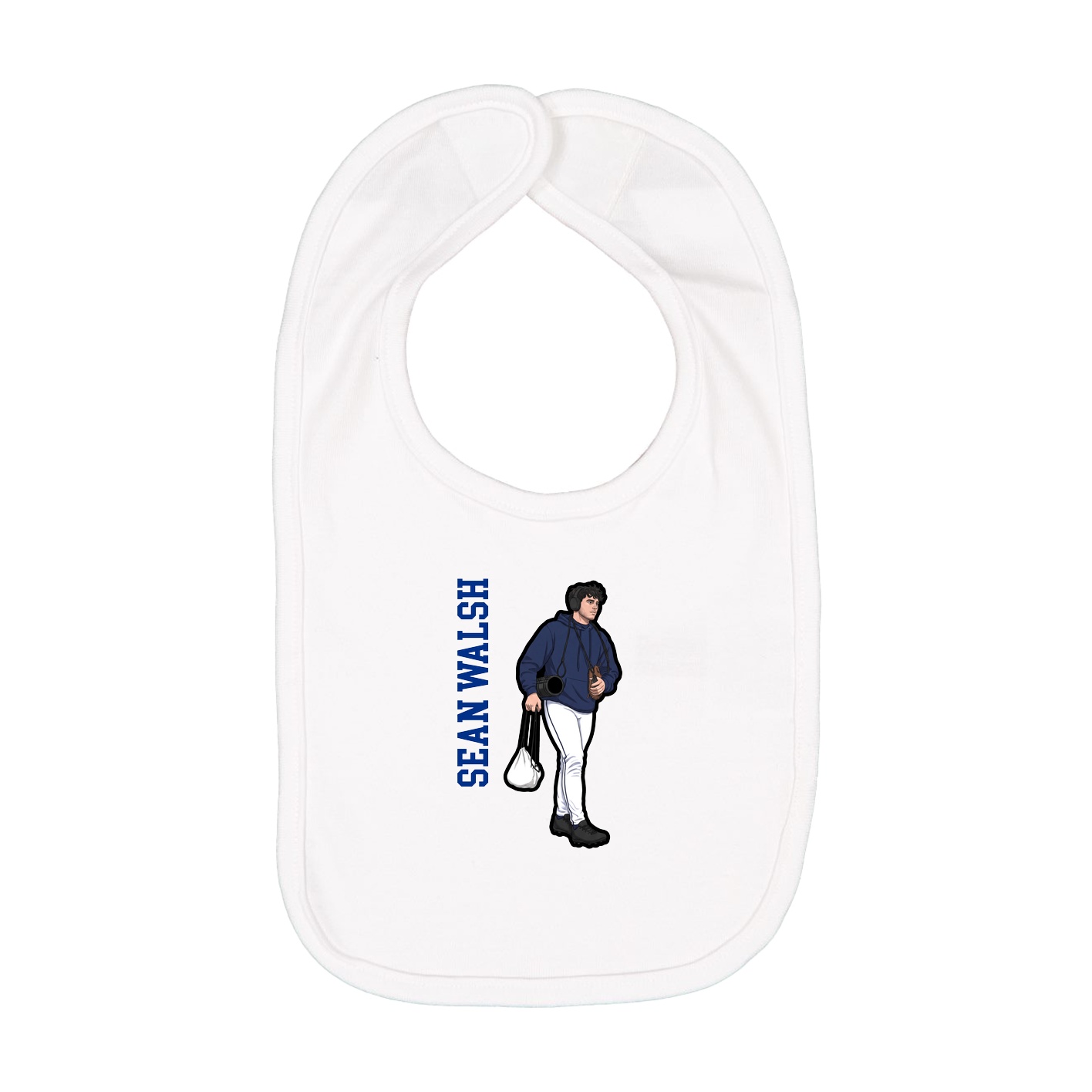 Infant Bib — Name Vertical in White