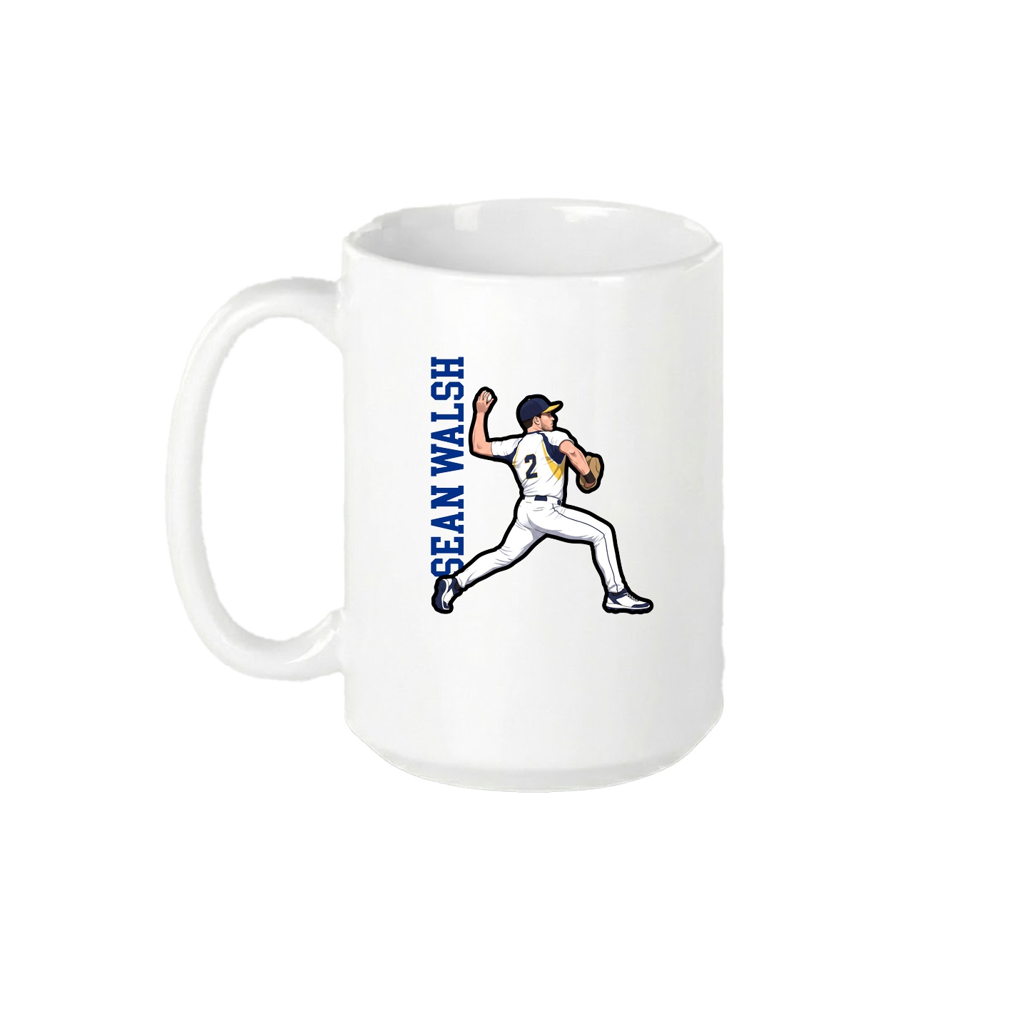 15oz Coffee Mug — Name Vertical in White