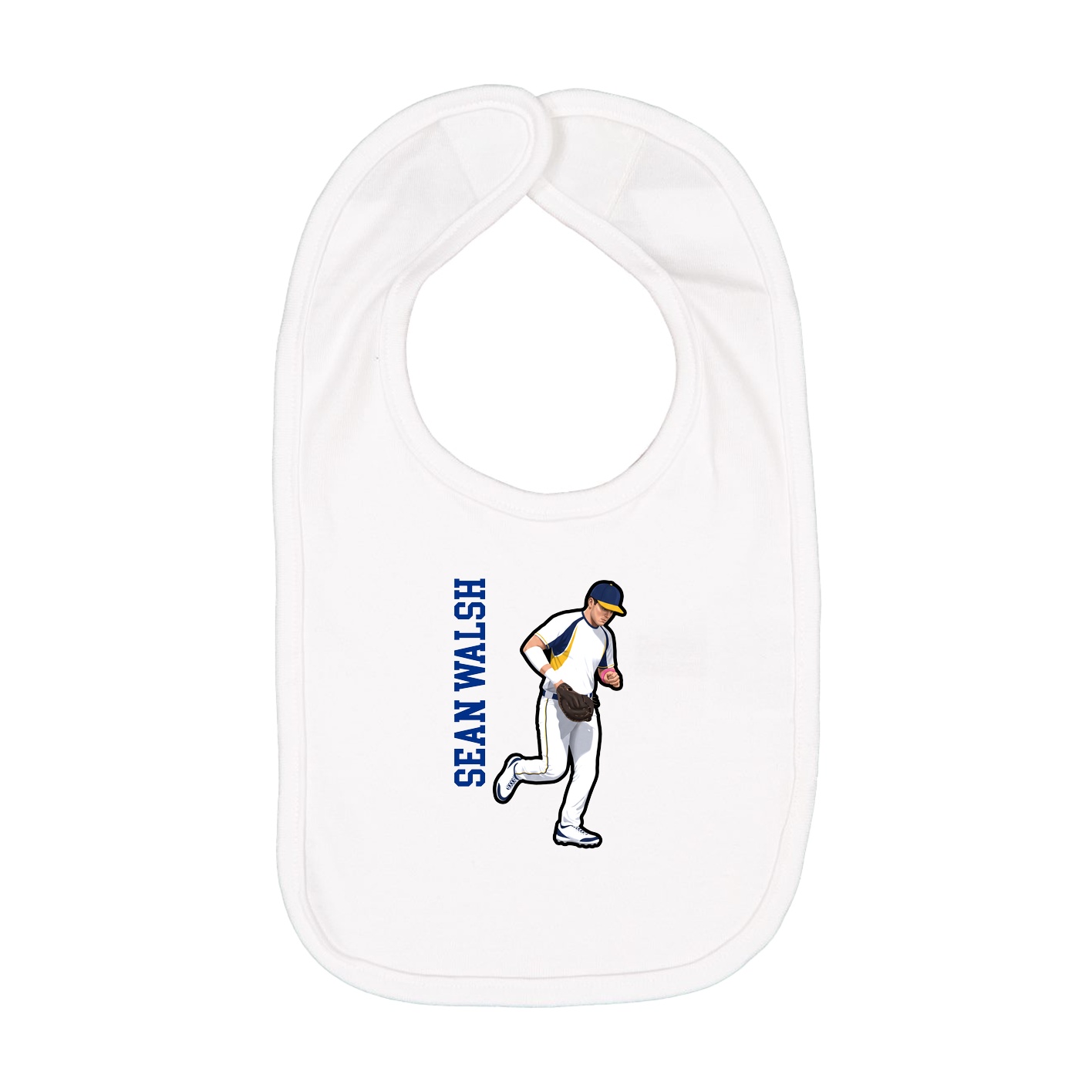 Infant Bib — Name Vertical in White