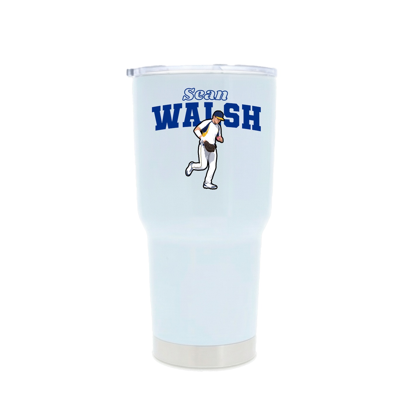 30oz Stainless Steel Tumbler — Name Arch in White