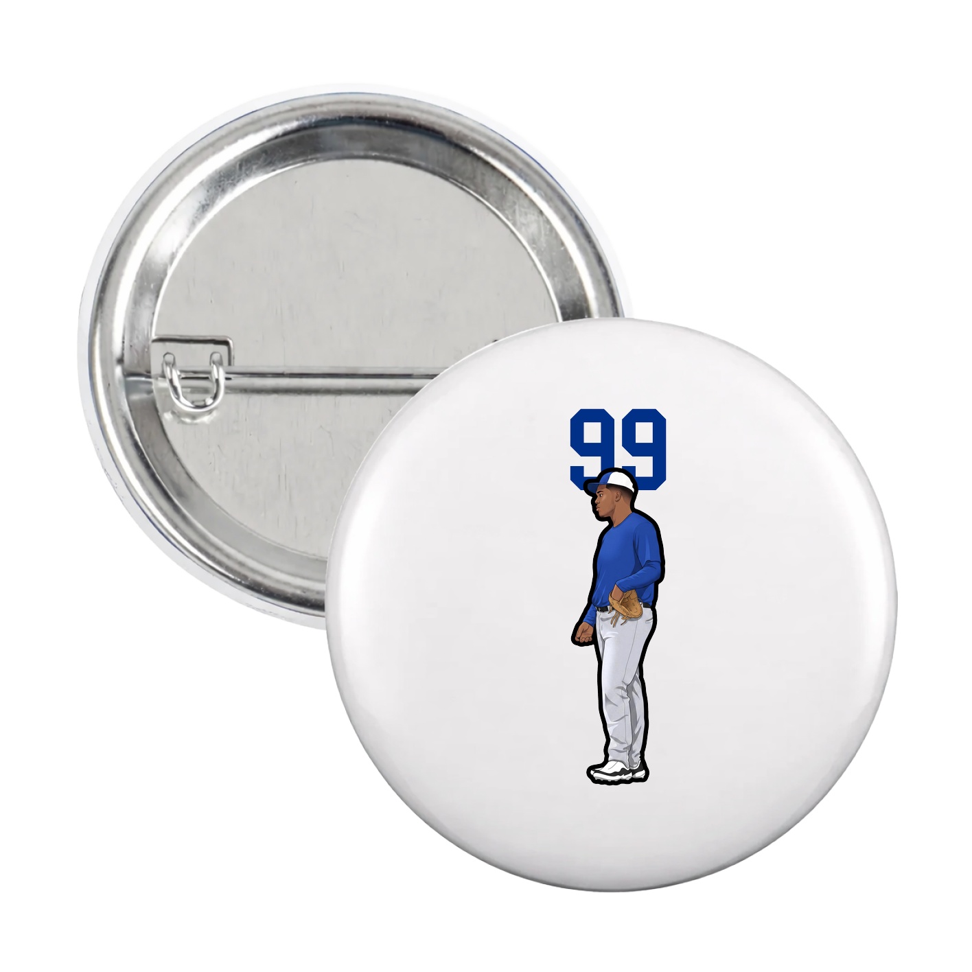 Game Day Button — Number Top in White