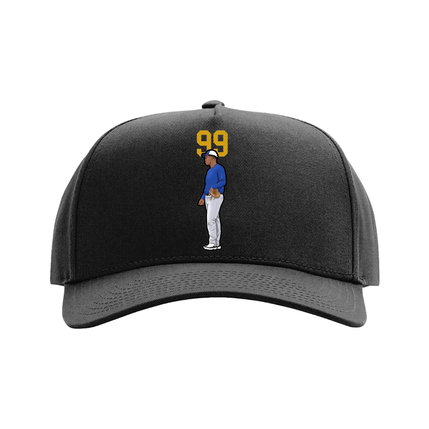 Full Fabric Five-Panel Champ Cap — Number Top in Black