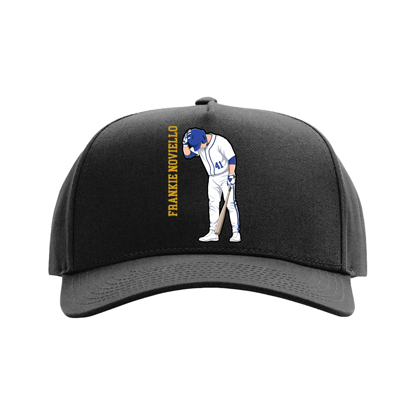 Full Fabric Five-Panel Champ Cap — Name Vertical in Black