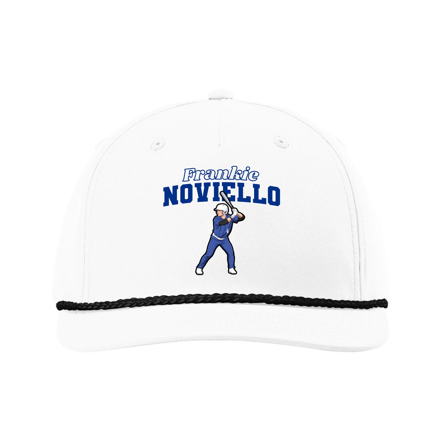 Five-Panel Classic Rope Cap — Name Arch in White