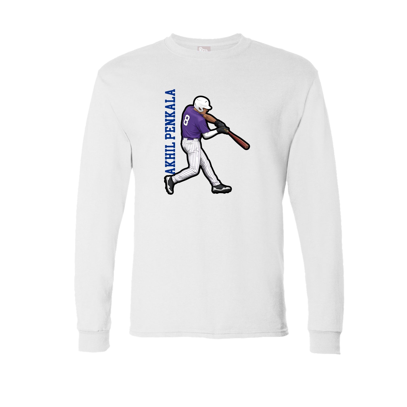 Long Sleeve Tee — Name Vertical in White