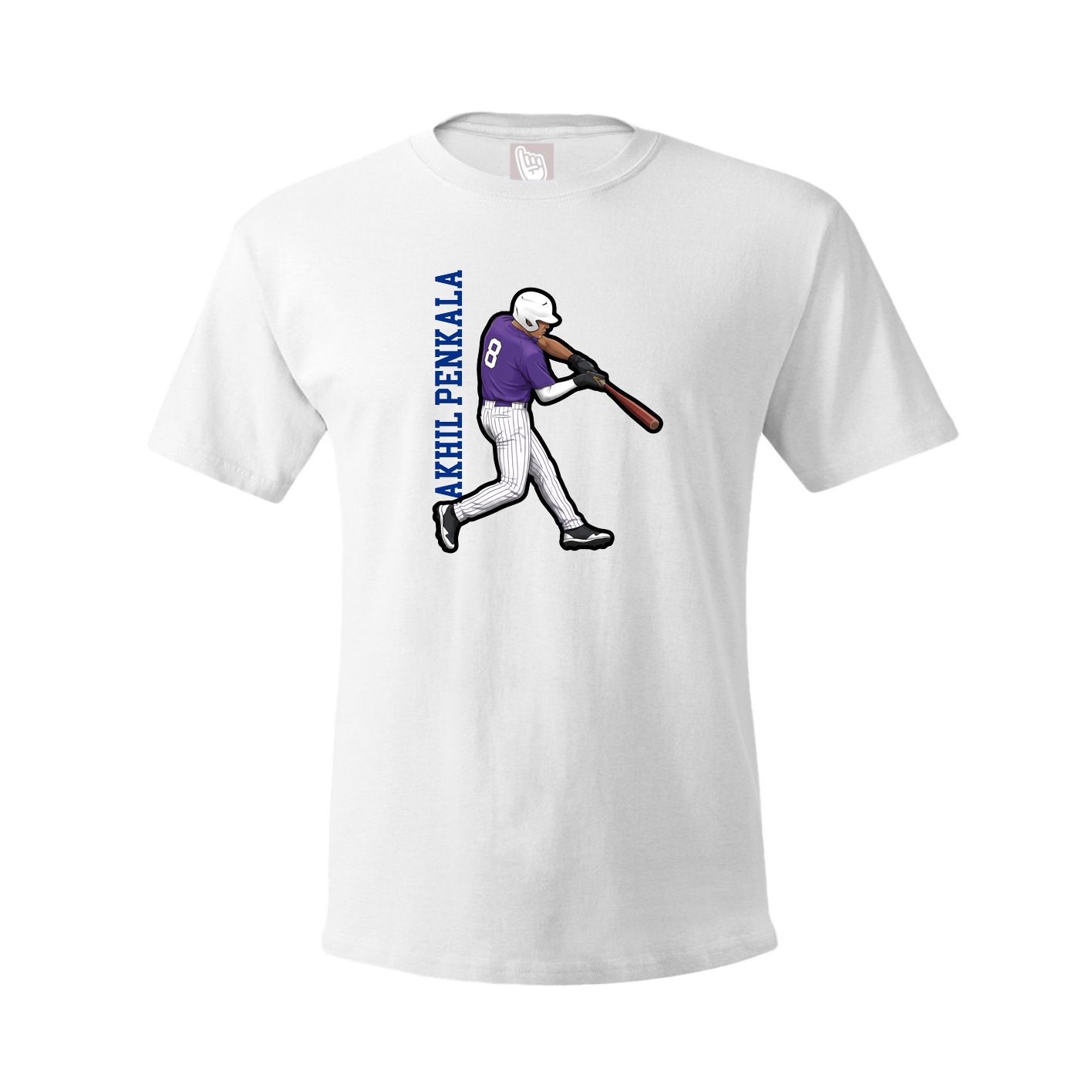 Youth Tee — Name Vertical in White