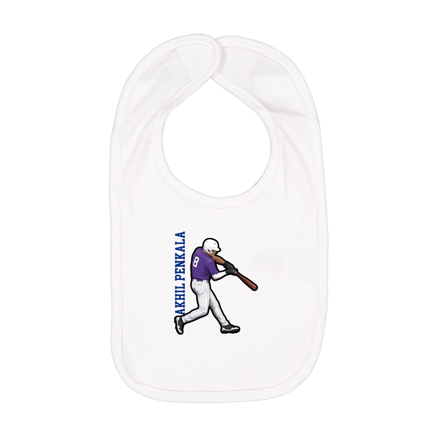 Infant Bib — Name Vertical in White