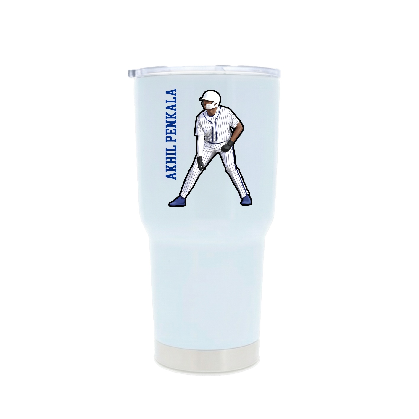30oz Stainless Steel Tumbler — Name Vertical in White