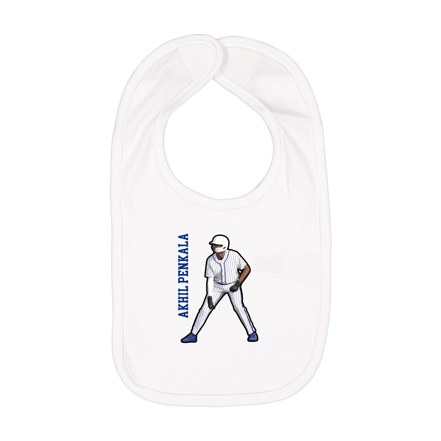 Infant Bib — Name Vertical in White