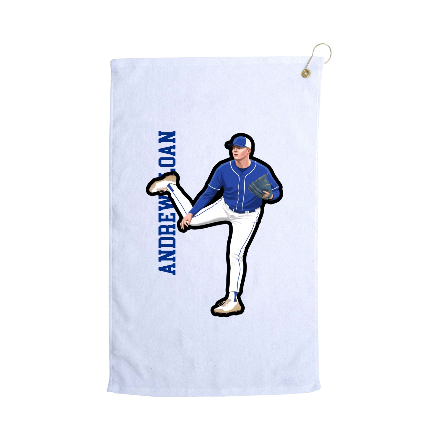 Golf Towel — Name Vertical in White