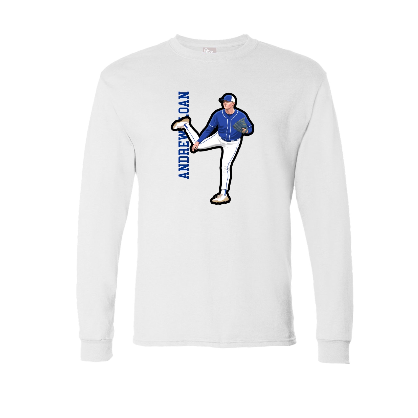Long Sleeve Tee — Name Vertical in White