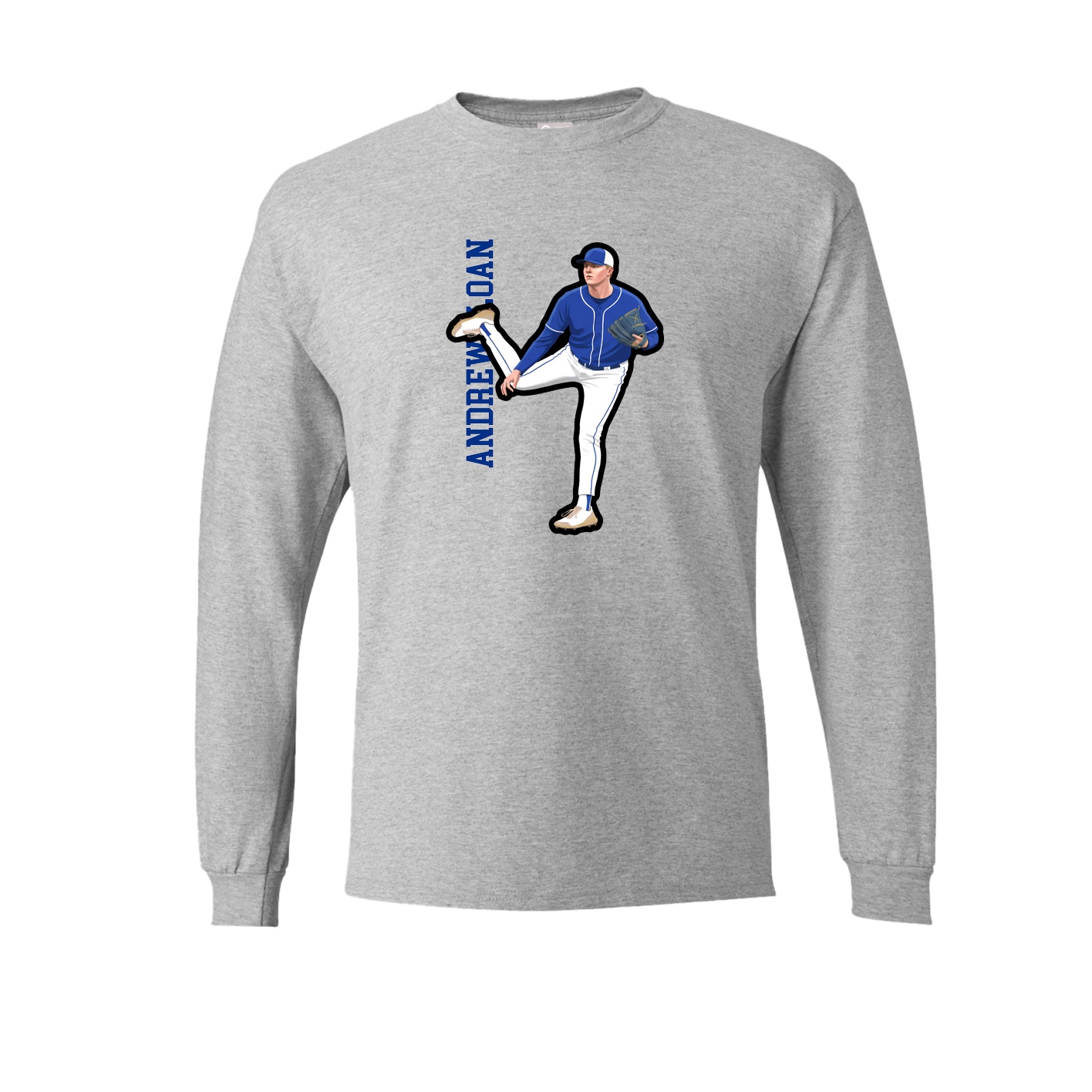 Long Sleeve Tee — Name Vertical in Grey