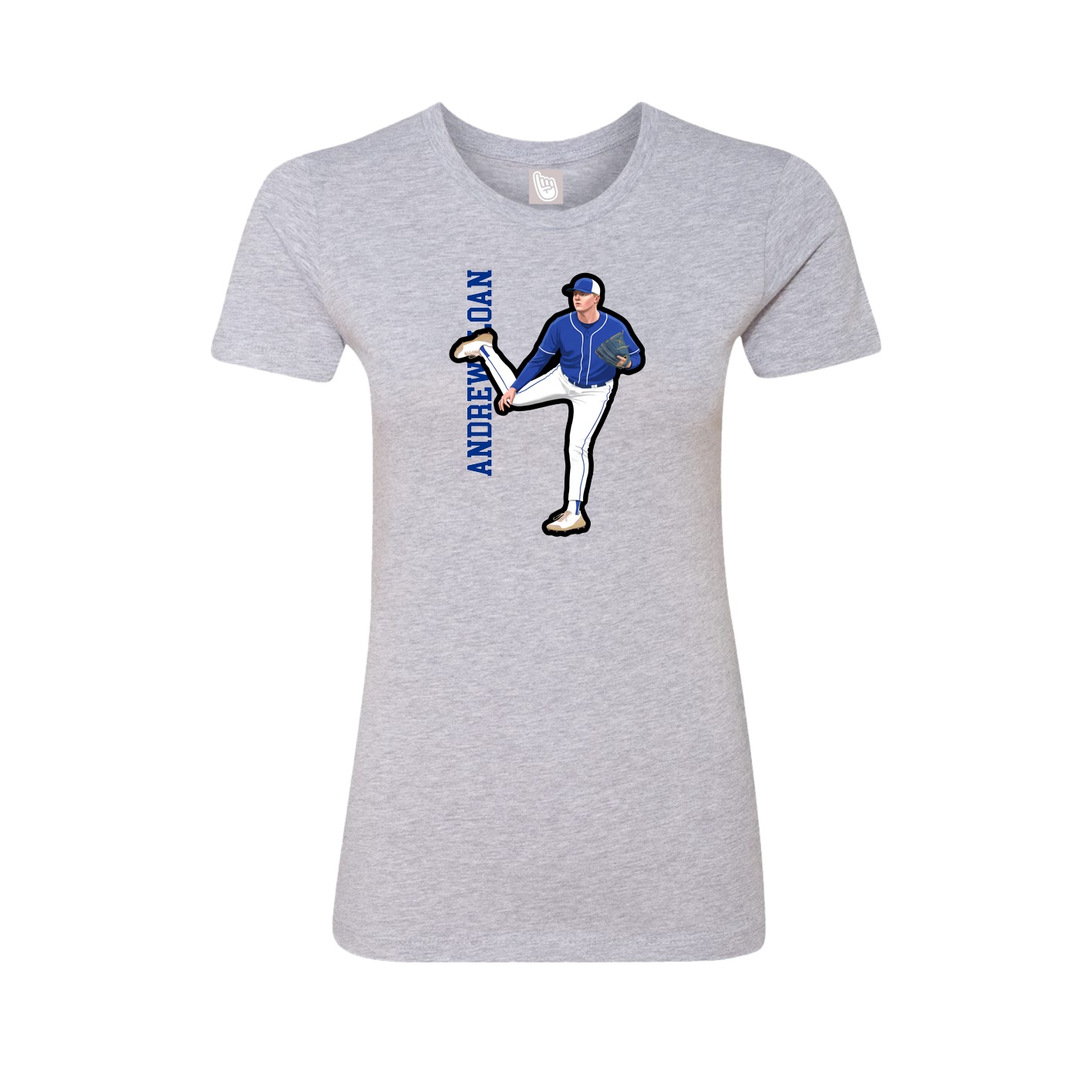 Fitted Women's Tee — Name Vertical in Grey