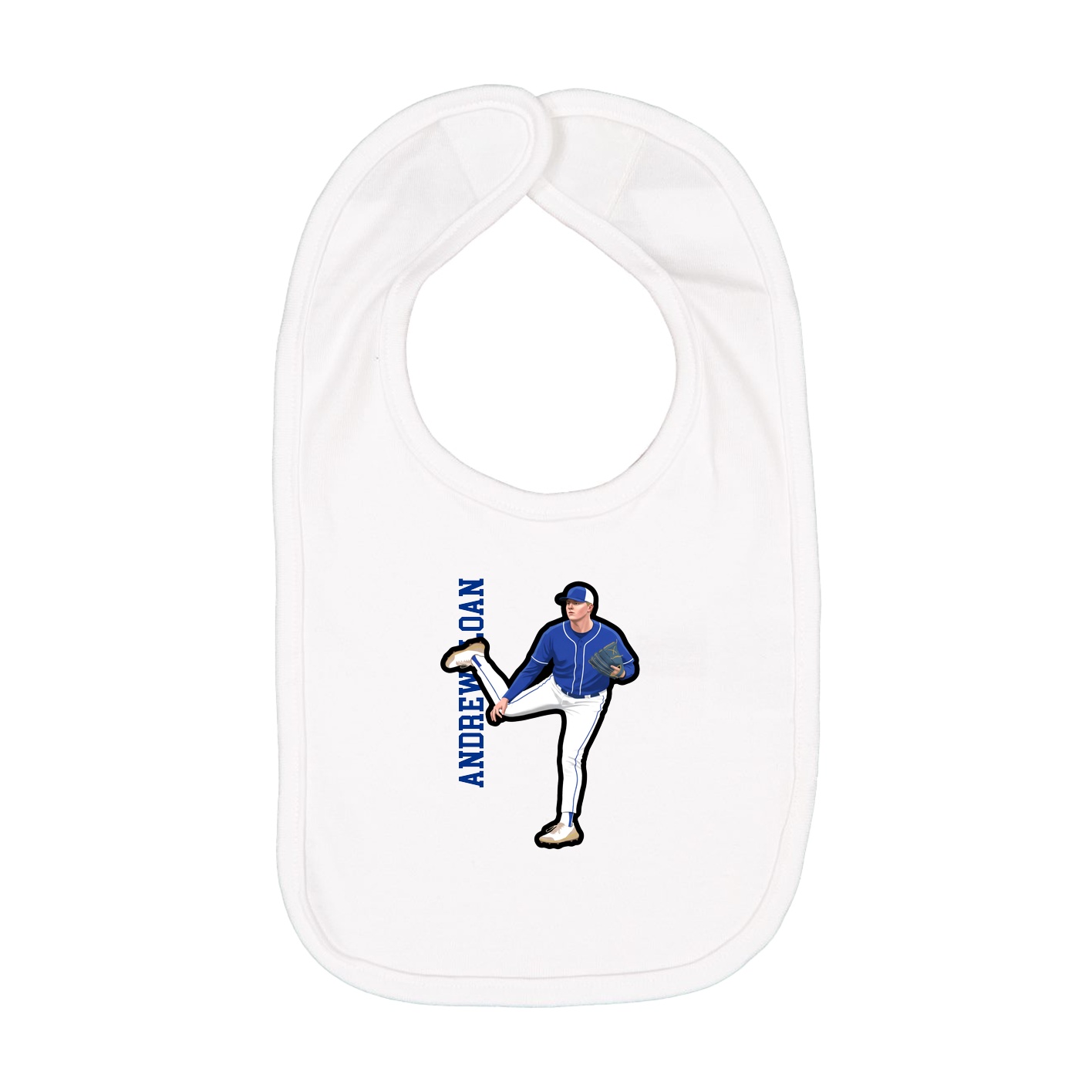 Infant Bib — Name Vertical in White