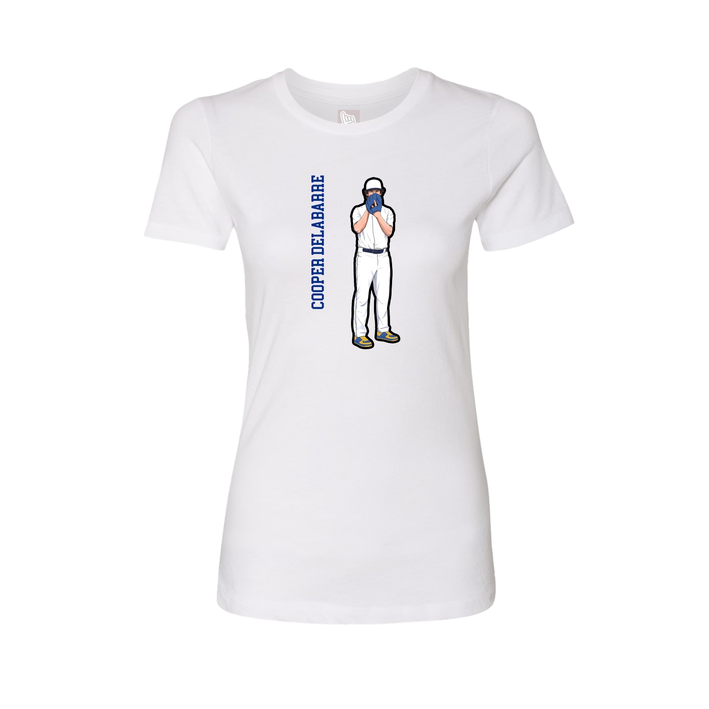 Fitted Women's Tee — Name Vertical in White
