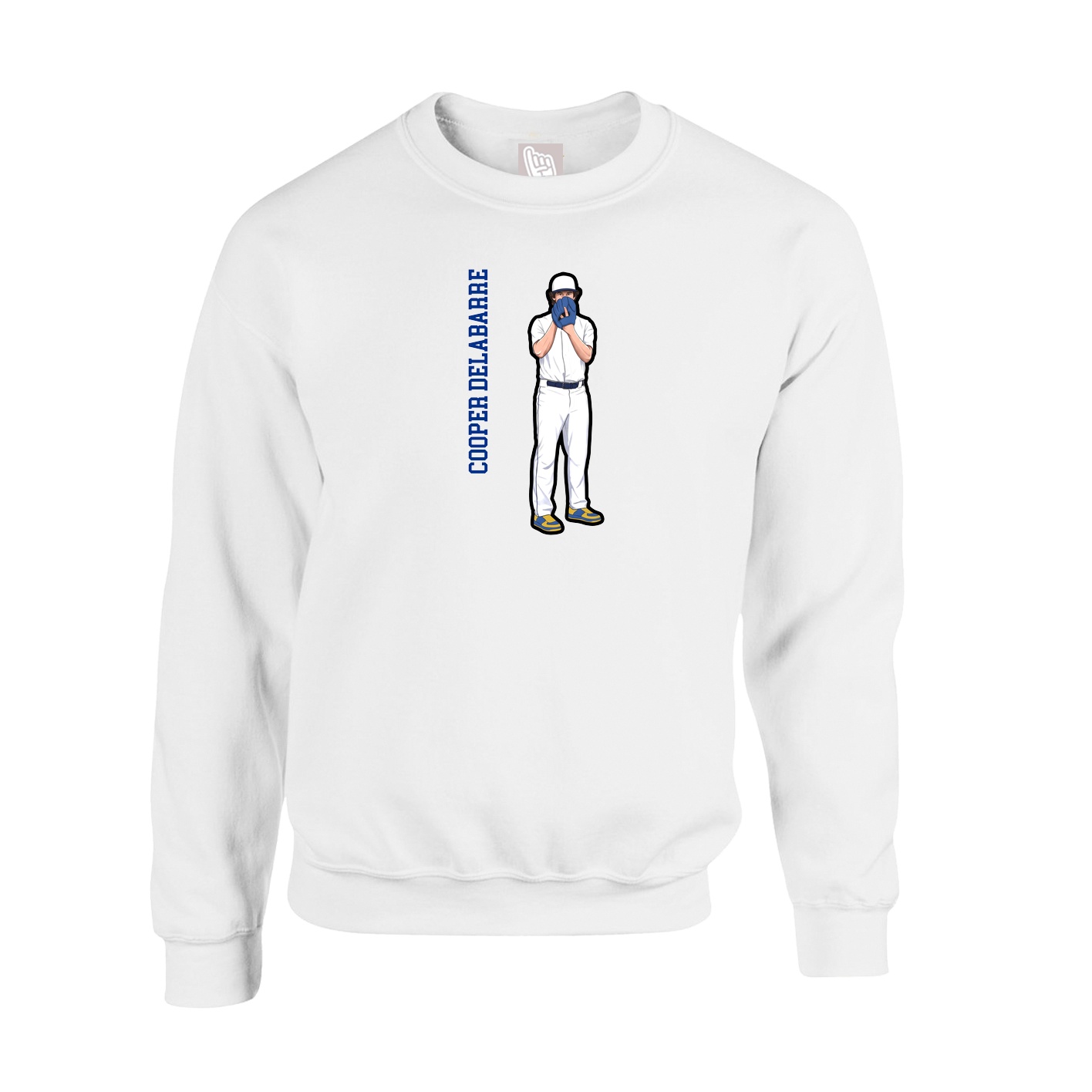 Fleece Crew — Name Vertical in White