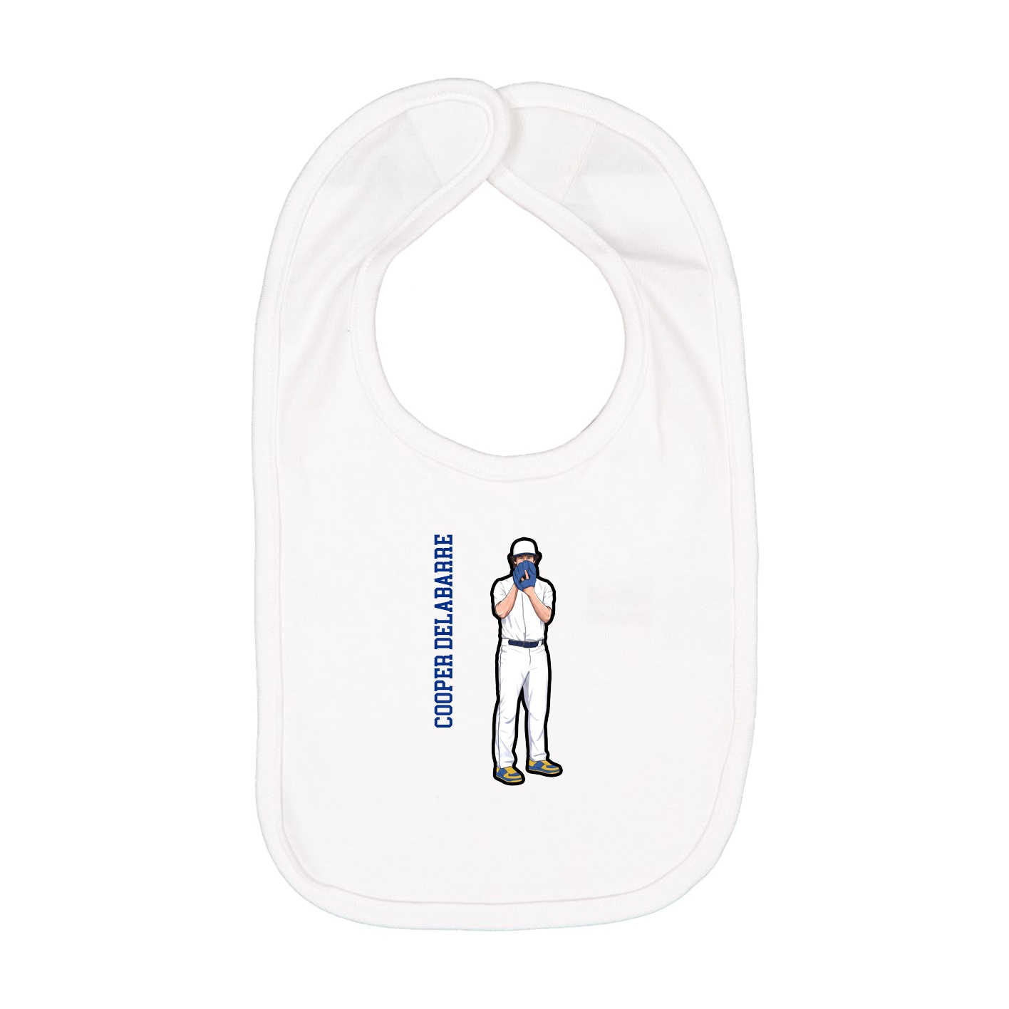 Infant Bib — Name Vertical in White